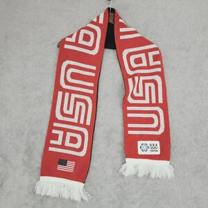 Roots USA Olympic Scarf Spell out Red White & Black 5" X 58" Fringe  29PT